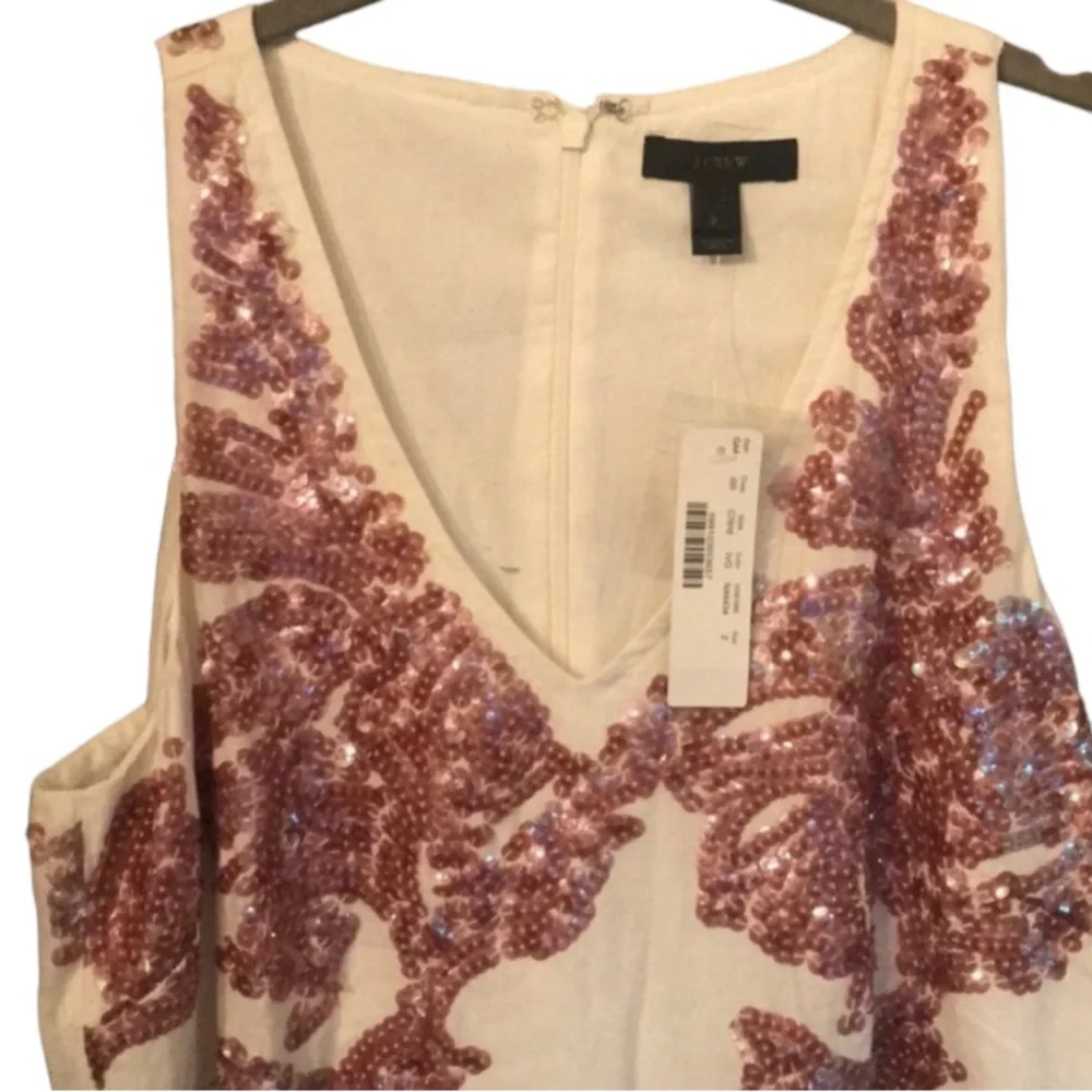 J CREW Claudia Linen Rose-Gold Sequined Dress NWT
